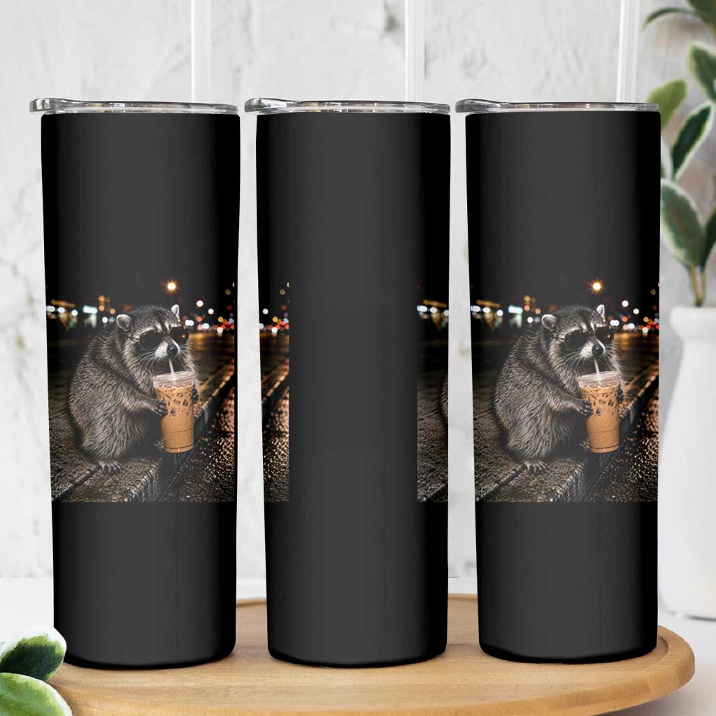 Jimothy Raccoon Seattle Drinking Iced Coffee Meme Skinny Tumbler Viral Trash Panda Seattle Animal Meme