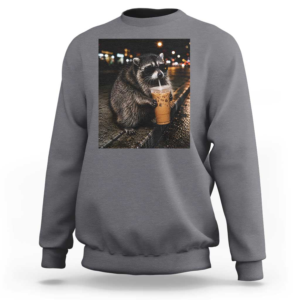 Jimothy Raccoon Seattle Drinking Iced Coffee Meme Sweatshirt Viral Trash Panda Seattle Animal Meme