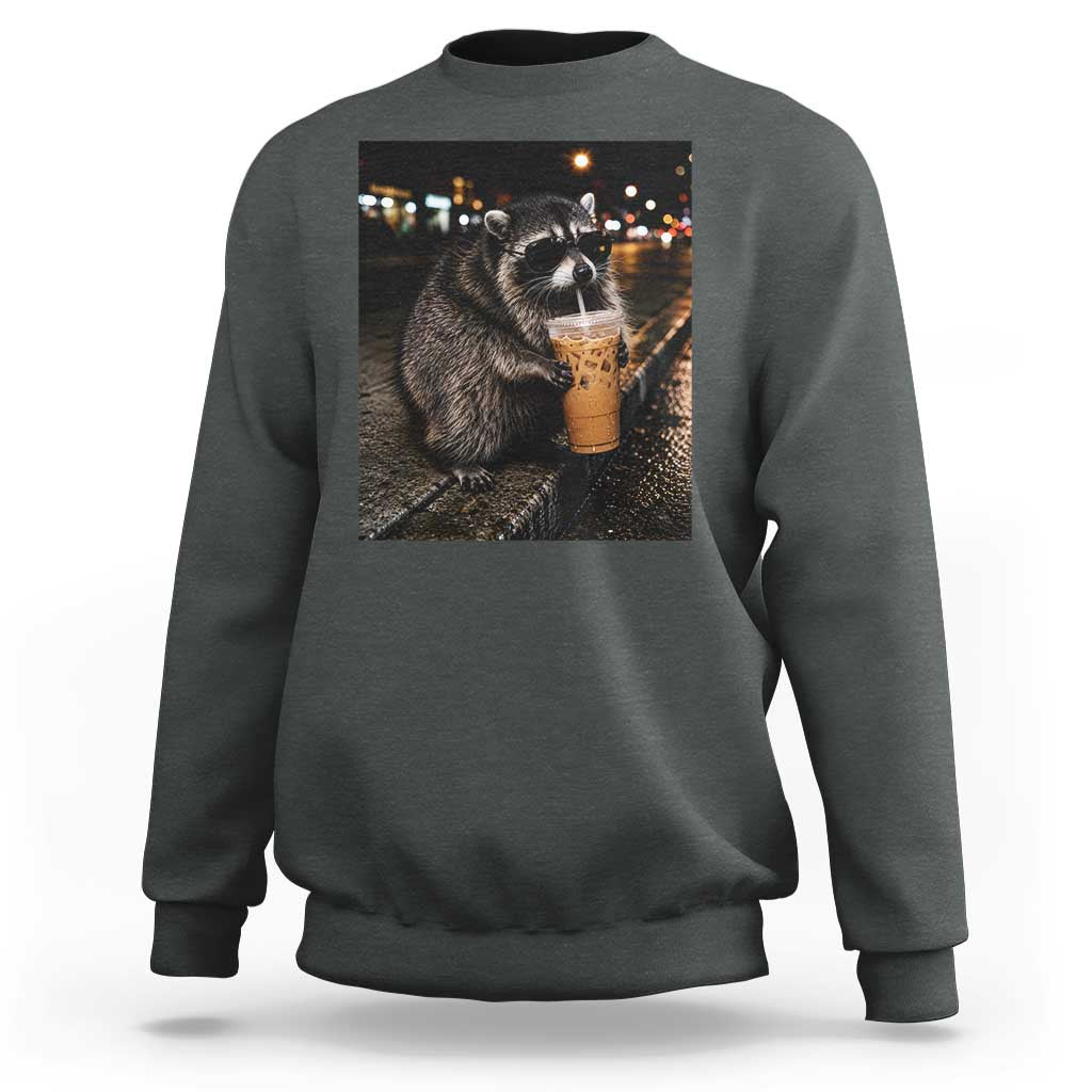 Jimothy Raccoon Seattle Drinking Iced Coffee Meme Sweatshirt Viral Trash Panda Seattle Animal Meme