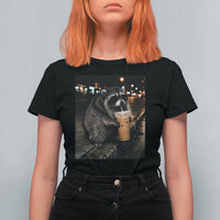 Jimothy Raccoon Seattle Drinking Iced Coffee Meme T Shirt For Women Viral Trash Panda Seattle Animal Meme
