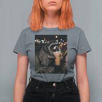 Jimothy Raccoon Seattle Drinking Iced Coffee Meme T Shirt For Women Viral Trash Panda Seattle Animal Meme
