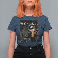 Jimothy Raccoon Seattle Drinking Iced Coffee Meme T Shirt For Women Viral Trash Panda Seattle Animal Meme