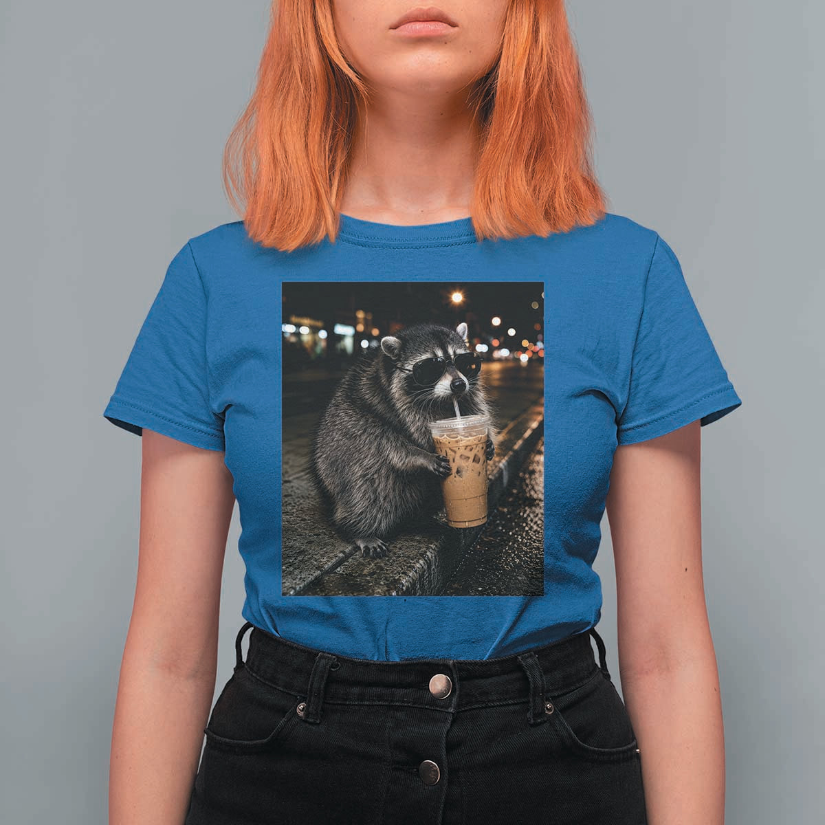Jimothy Raccoon Seattle Drinking Iced Coffee Meme T Shirt For Women Viral Trash Panda Seattle Animal Meme