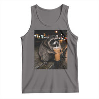 Jimothy Raccoon Seattle Drinking Iced Coffee Meme Tank Top Viral Trash Panda Seattle Animal Meme