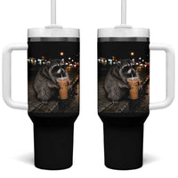 Jimothy Raccoon Seattle Drinking Iced Coffee Meme Tumbler With Handle Viral Trash Panda Seattle Animal Meme