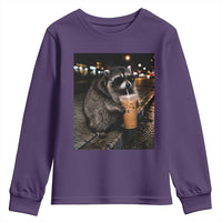 Jimothy Raccoon Seattle Drinking Iced Coffee Meme Youth Sweatshirt Viral Trash Panda Seattle Animal Meme