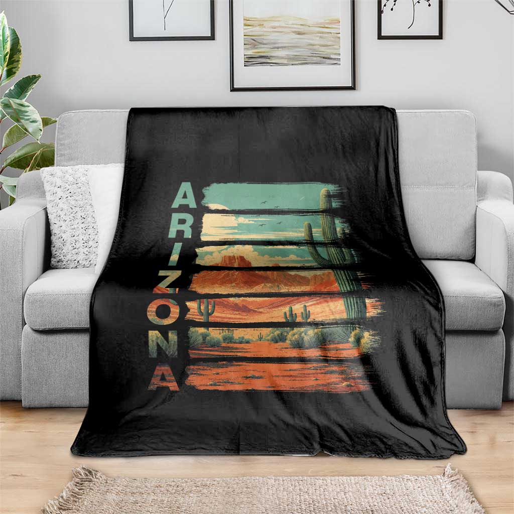 Arizona Desert Cactus Saguaro National Park Retro Throw Blanket