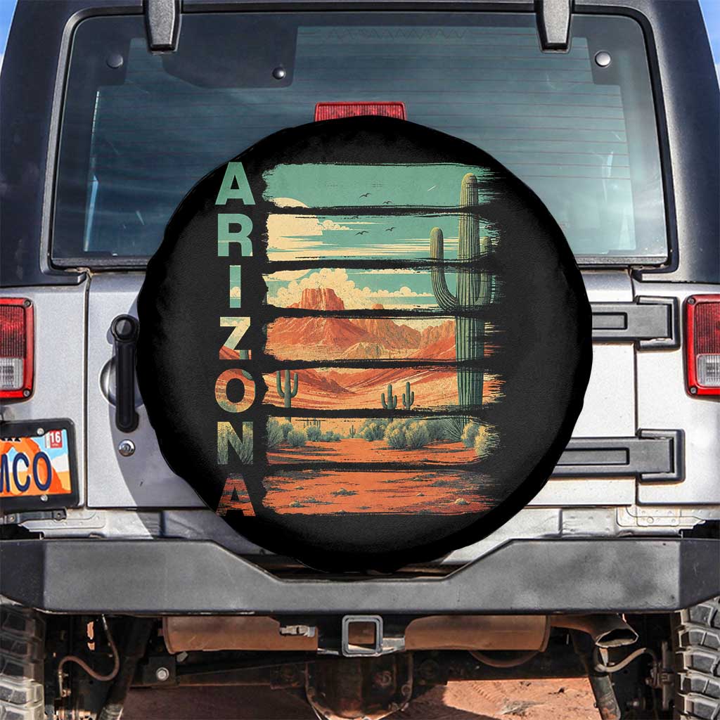 Arizona Desert Cactus Saguaro National Park Retro Spare Tire Cover