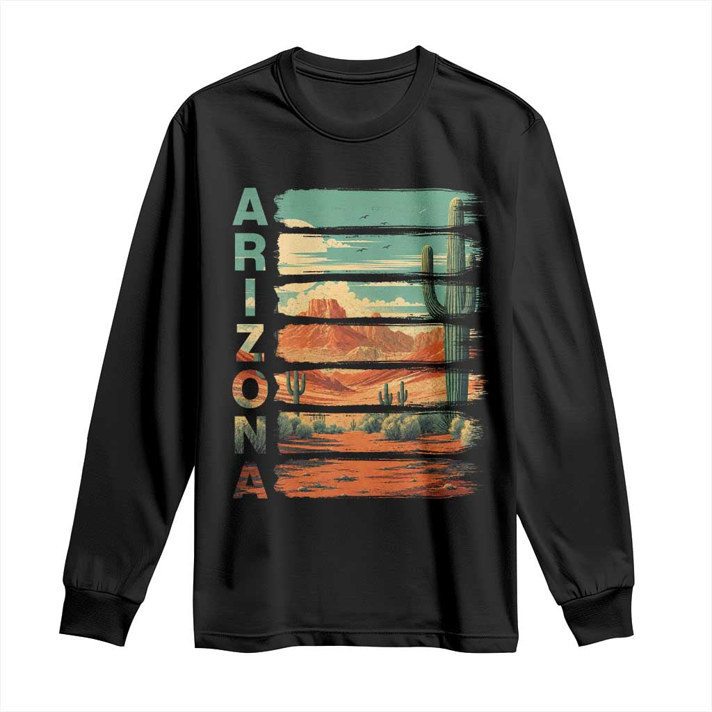 Arizona Desert Cactus Saguaro National Park Retro Long Sleeve Shirt
