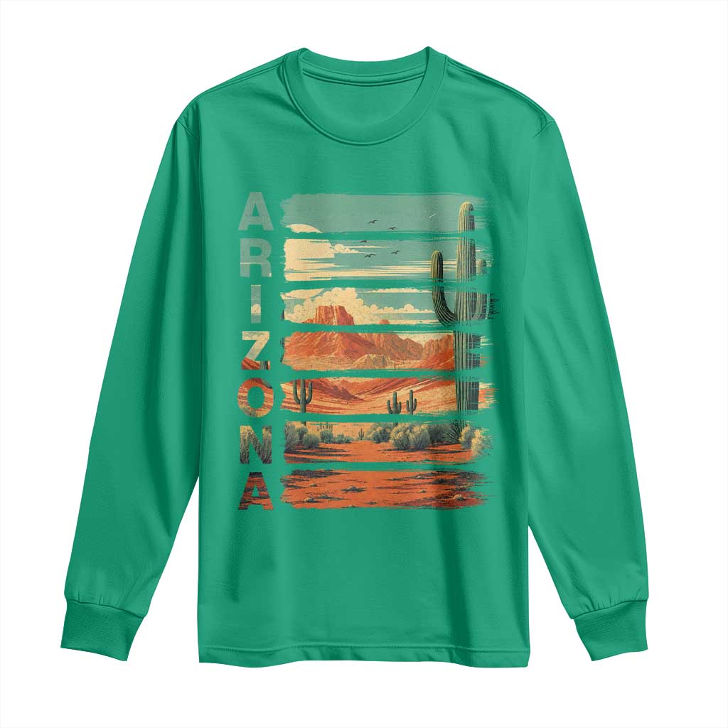Arizona Desert Cactus Saguaro National Park Retro Long Sleeve Shirt