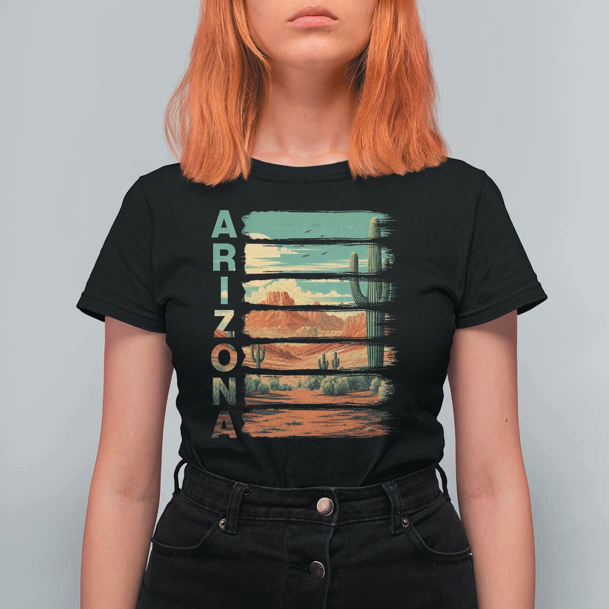 Arizona Desert Cactus Saguaro National Park Retro T Shirt For Women