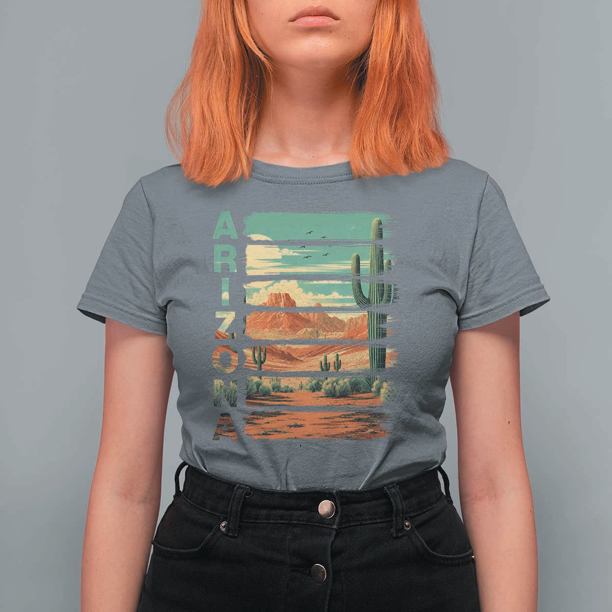 Arizona Desert Cactus Saguaro National Park Retro T Shirt For Women