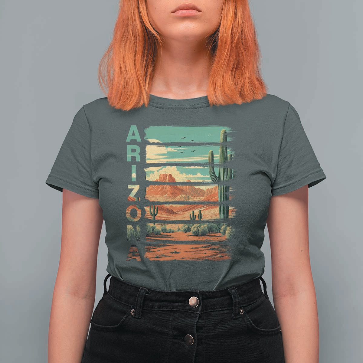 Arizona Desert Cactus Saguaro National Park Retro T Shirt For Women