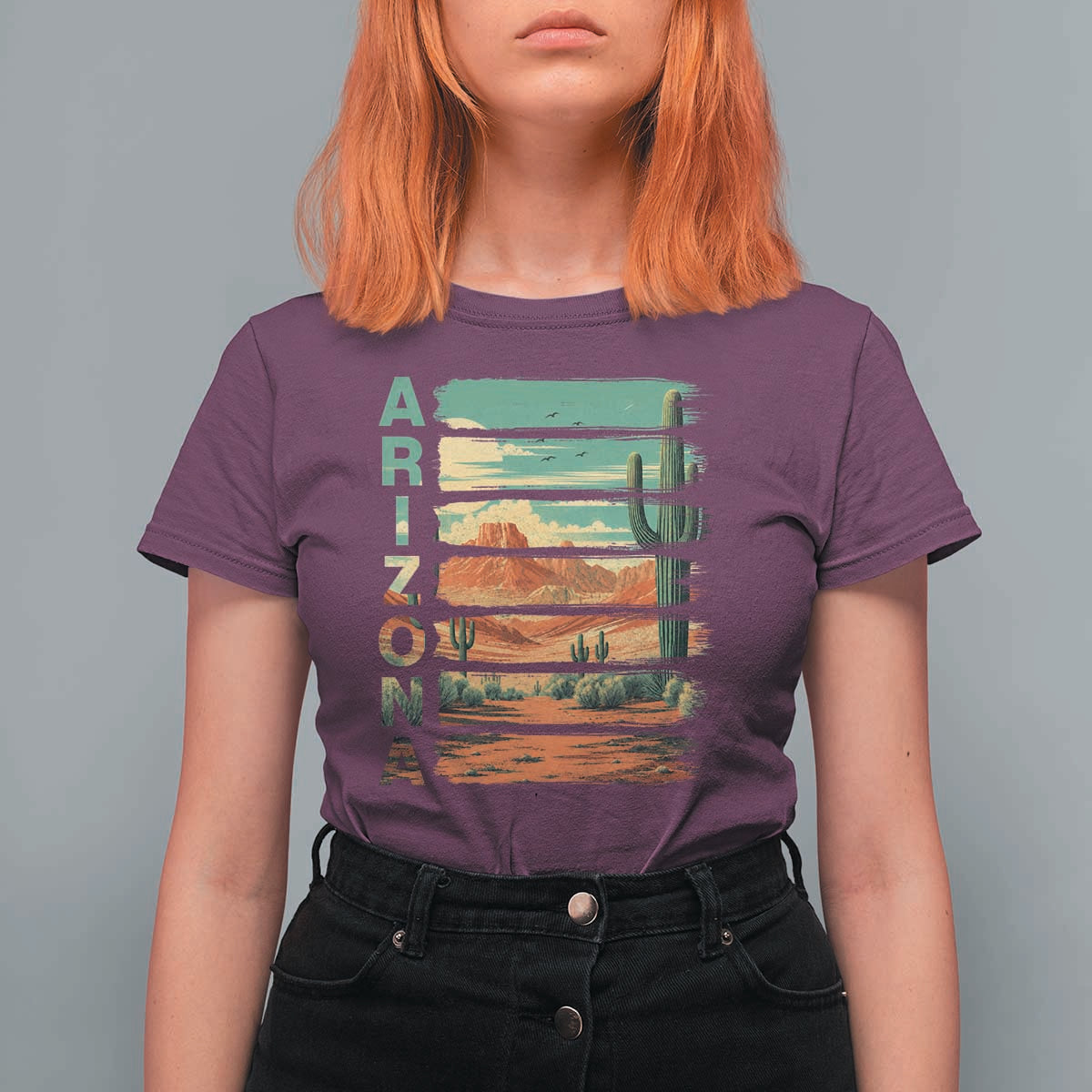 Arizona Desert Cactus Saguaro National Park Retro T Shirt For Women