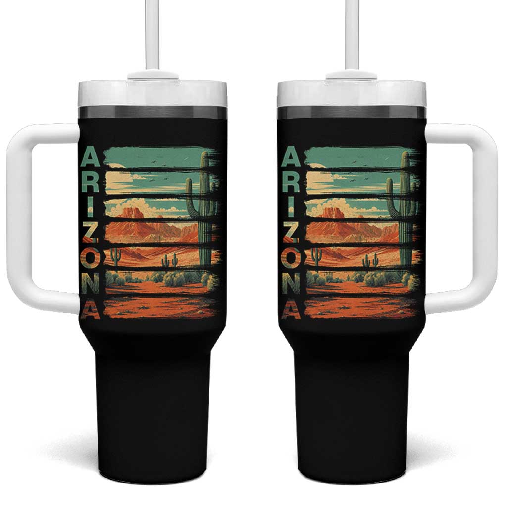 Arizona Desert Cactus Saguaro National Park Retro Tumbler With Handle