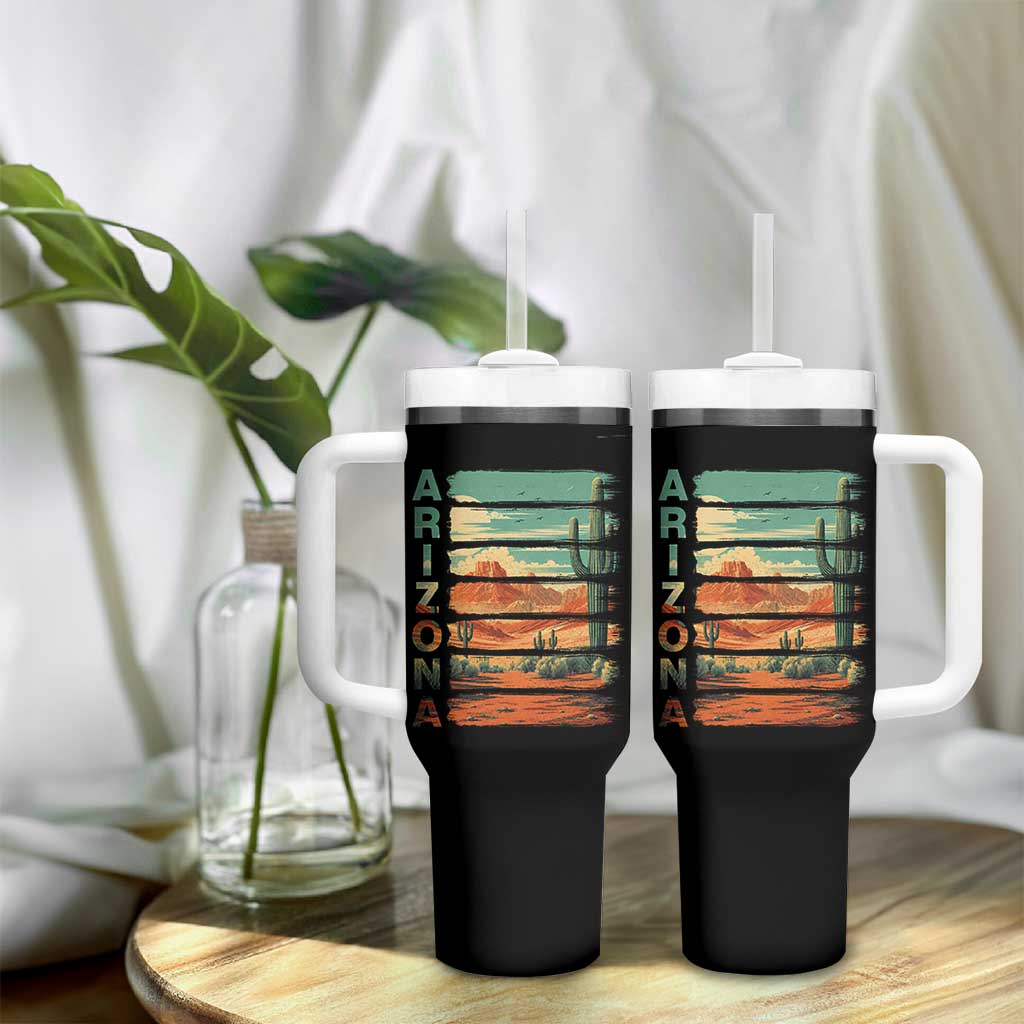 Arizona Desert Cactus Saguaro National Park Retro Tumbler With Handle