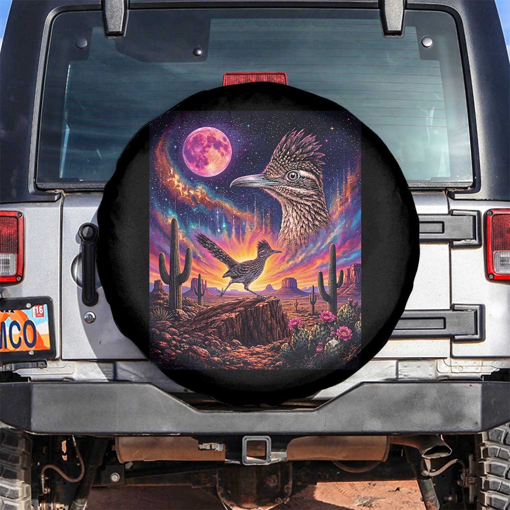 Arizona Roadrunner Vintage Desert Moon Retro Cactus Spare Tire Cover 90s Southwest Wildlife Bird Animal Lover