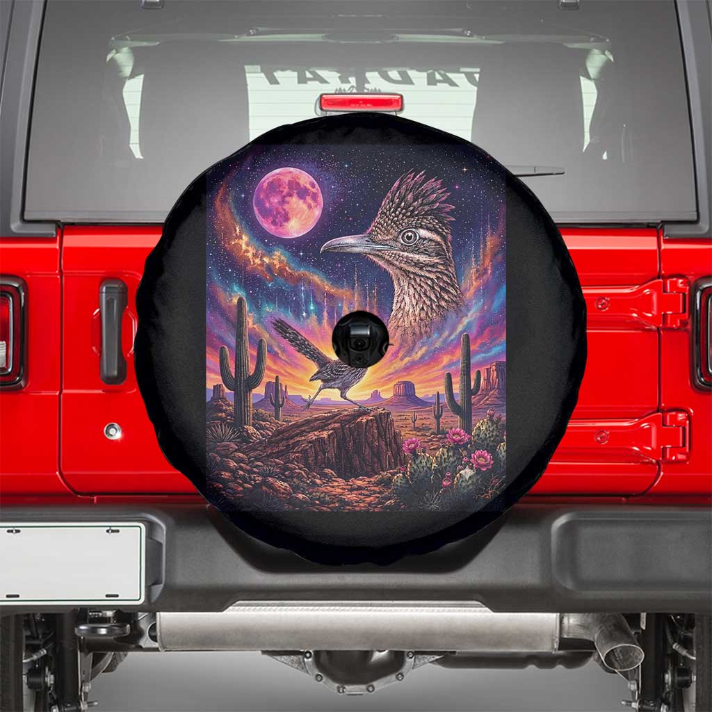 Arizona Roadrunner Vintage Desert Moon Retro Cactus Spare Tire Cover 90s Southwest Wildlife Bird Animal Lover