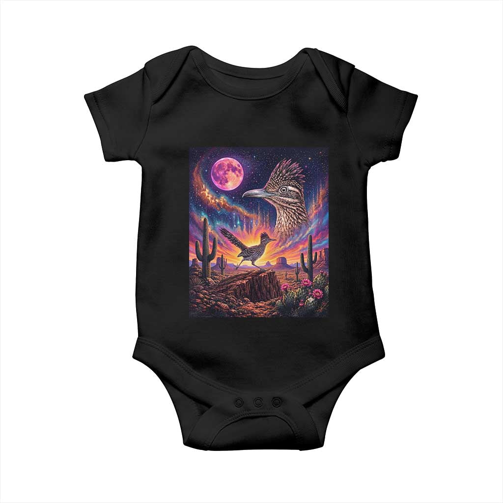 Arizona Roadrunner Vintage Desert Moon Retro Cactus Baby Onesie 90s Southwest Wildlife Bird Animal Lover