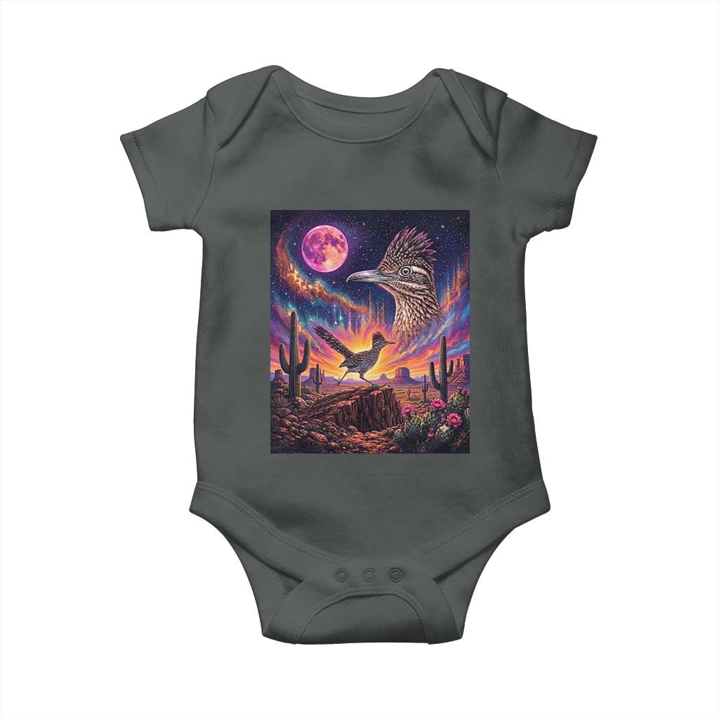 Arizona Roadrunner Vintage Desert Moon Retro Cactus Baby Onesie 90s Southwest Wildlife Bird Animal Lover