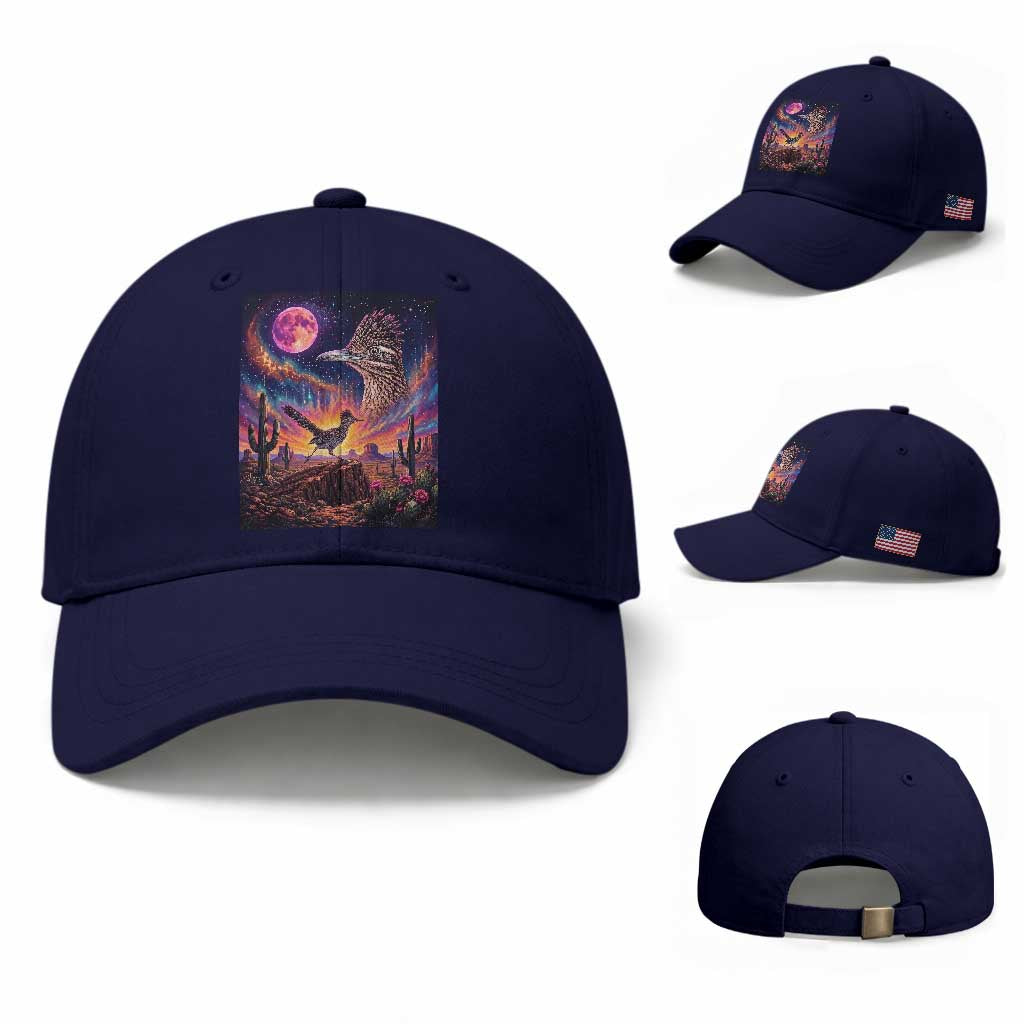 Arizona Roadrunner Vintage Desert Moon Retro Cactus Baseball Cap 90s Southwest Wildlife Bird Animal Lover
