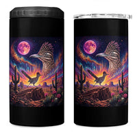 Arizona Roadrunner Vintage Desert Moon Retro Cactus 4 in 1 Can Cooler Tumbler 90s Southwest Wildlife Bird Animal Lover