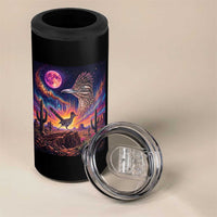 Arizona Roadrunner Vintage Desert Moon Retro Cactus 4 in 1 Can Cooler Tumbler 90s Southwest Wildlife Bird Animal Lover