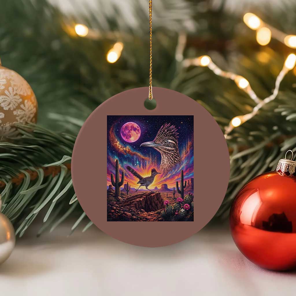 Arizona Roadrunner Vintage Desert Moon Retro Cactus Ceramic Ornament 90s Southwest Wildlife Bird Animal Lover