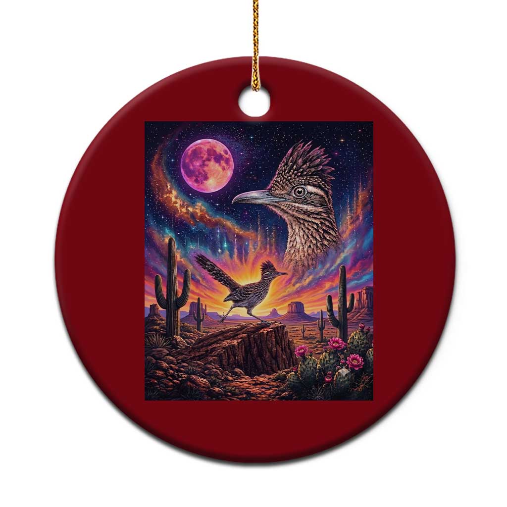 Arizona Roadrunner Vintage Desert Moon Retro Cactus Ceramic Ornament 90s Southwest Wildlife Bird Animal Lover