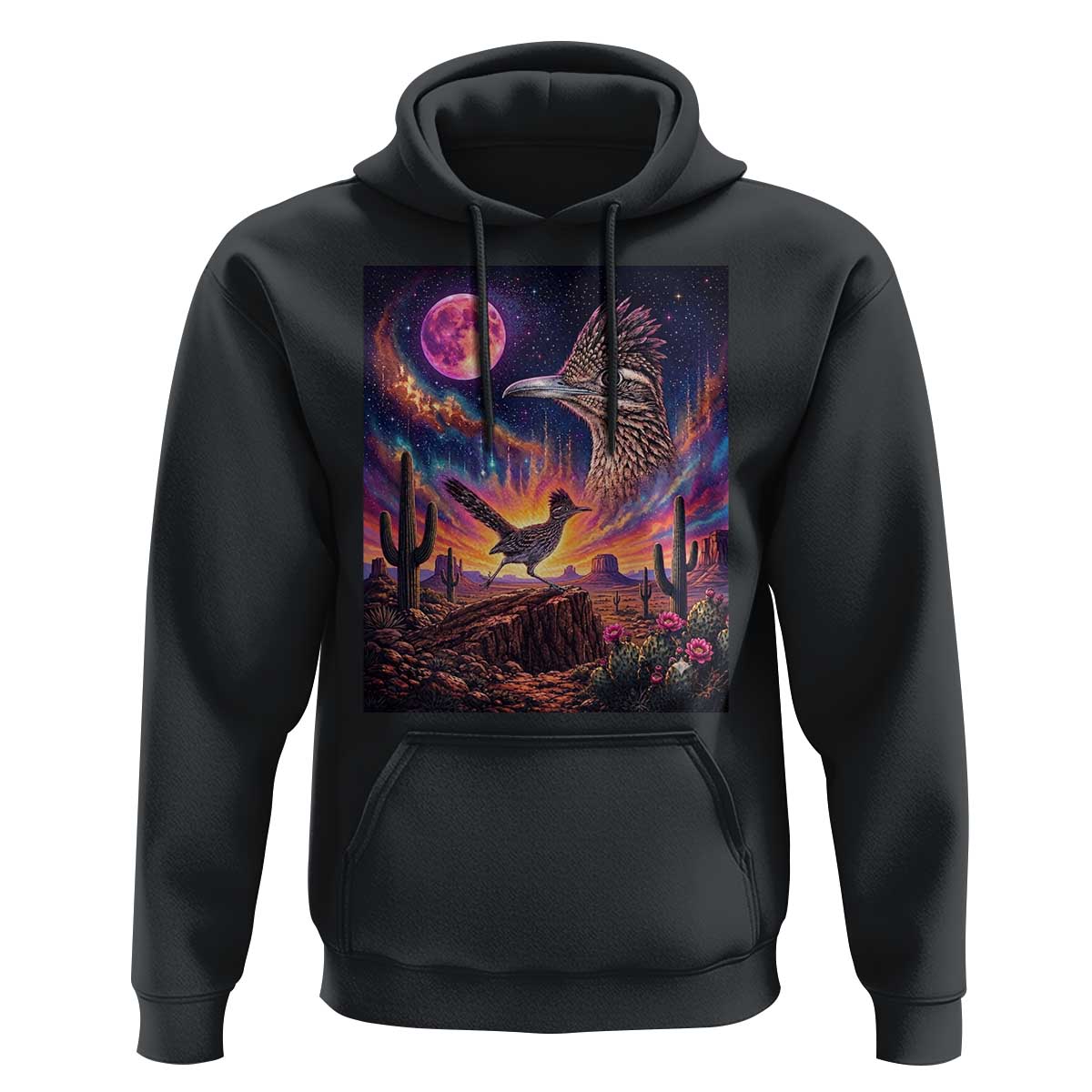 Arizona Roadrunner Vintage Desert Moon Retro Cactus Hoodie 90s Southwest Wildlife Bird Animal Lover