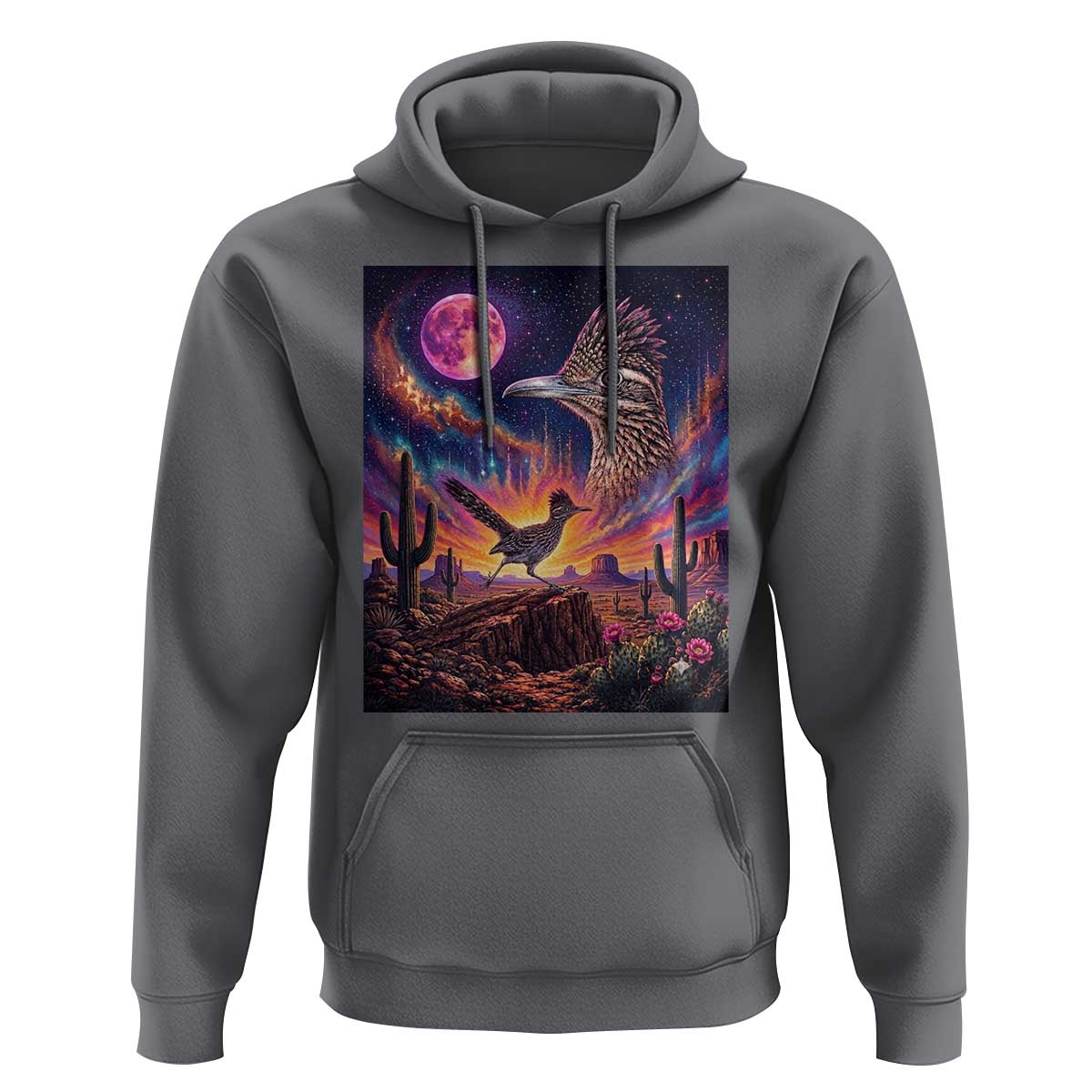 Arizona Roadrunner Vintage Desert Moon Retro Cactus Hoodie 90s Southwest Wildlife Bird Animal Lover