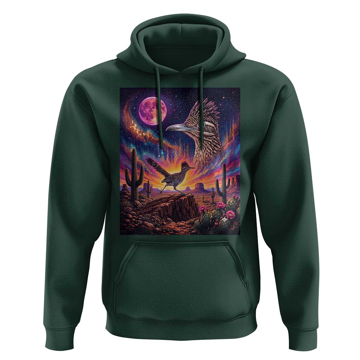 Arizona Roadrunner Vintage Desert Moon Retro Cactus Hoodie 90s Southwest Wildlife Bird Animal Lover