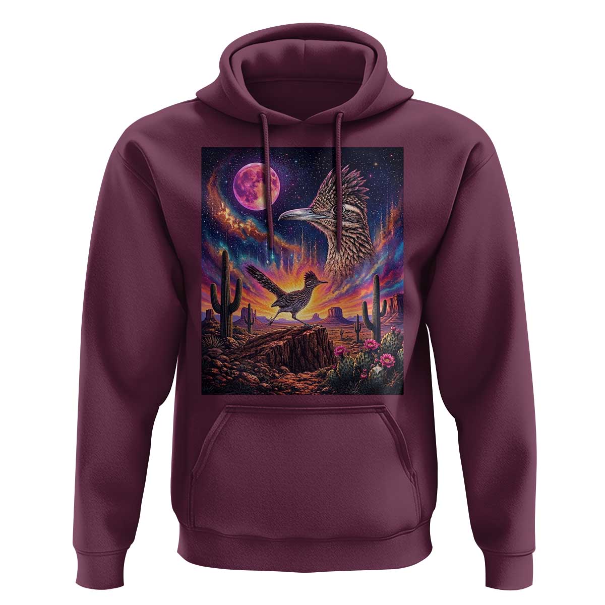 Arizona Roadrunner Vintage Desert Moon Retro Cactus Hoodie 90s Southwest Wildlife Bird Animal Lover