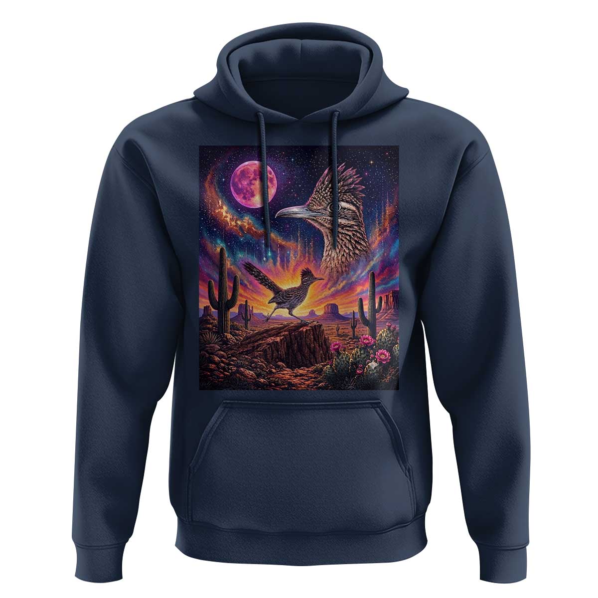 Arizona Roadrunner Vintage Desert Moon Retro Cactus Hoodie 90s Southwest Wildlife Bird Animal Lover