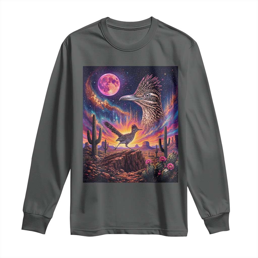 Arizona Roadrunner Vintage Desert Moon Retro Cactus Long Sleeve Shirt 90s Southwest Wildlife Bird Animal Lover