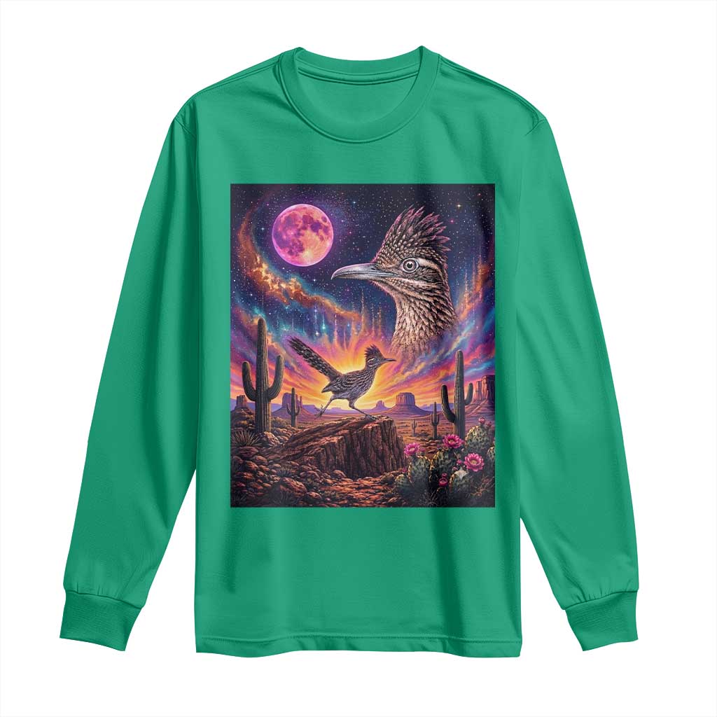Arizona Roadrunner Vintage Desert Moon Retro Cactus Long Sleeve Shirt 90s Southwest Wildlife Bird Animal Lover