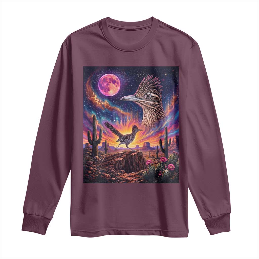 Arizona Roadrunner Vintage Desert Moon Retro Cactus Long Sleeve Shirt 90s Southwest Wildlife Bird Animal Lover