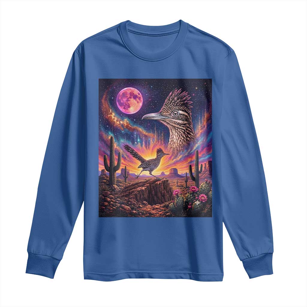 Arizona Roadrunner Vintage Desert Moon Retro Cactus Long Sleeve Shirt 90s Southwest Wildlife Bird Animal Lover