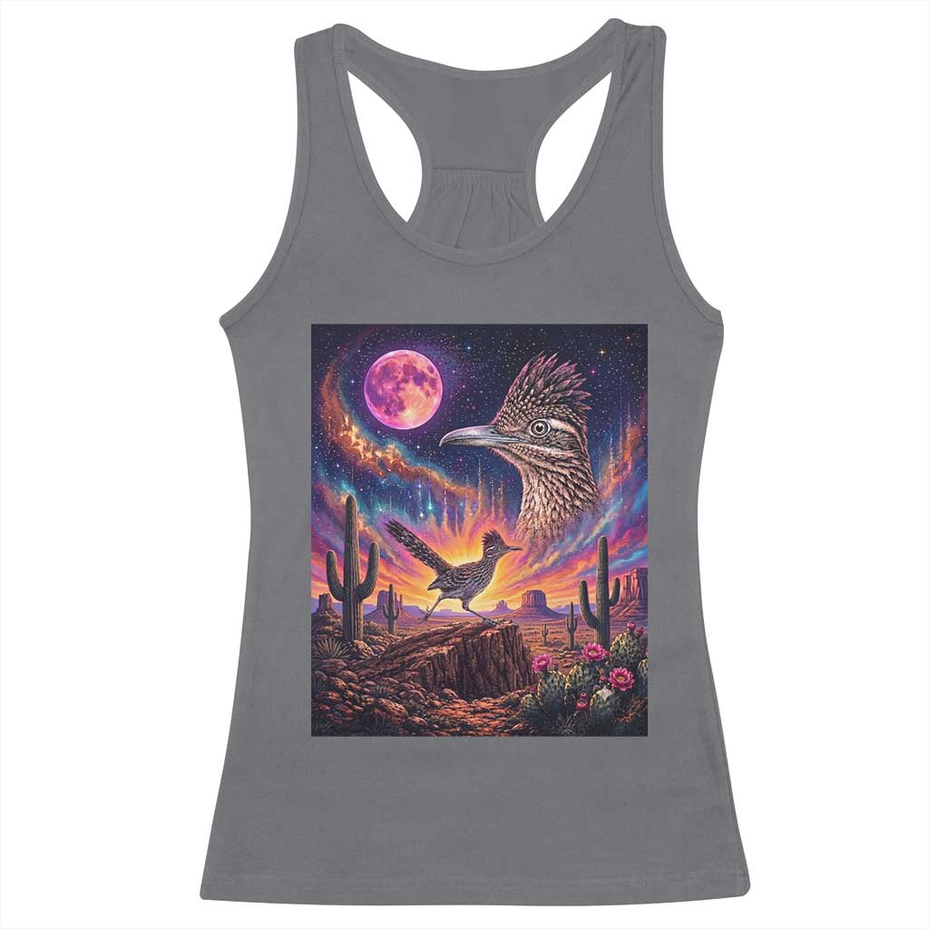 Arizona Roadrunner Vintage Desert Moon Retro Cactus Racerback Tank Top 90s Southwest Wildlife Bird Animal Lover