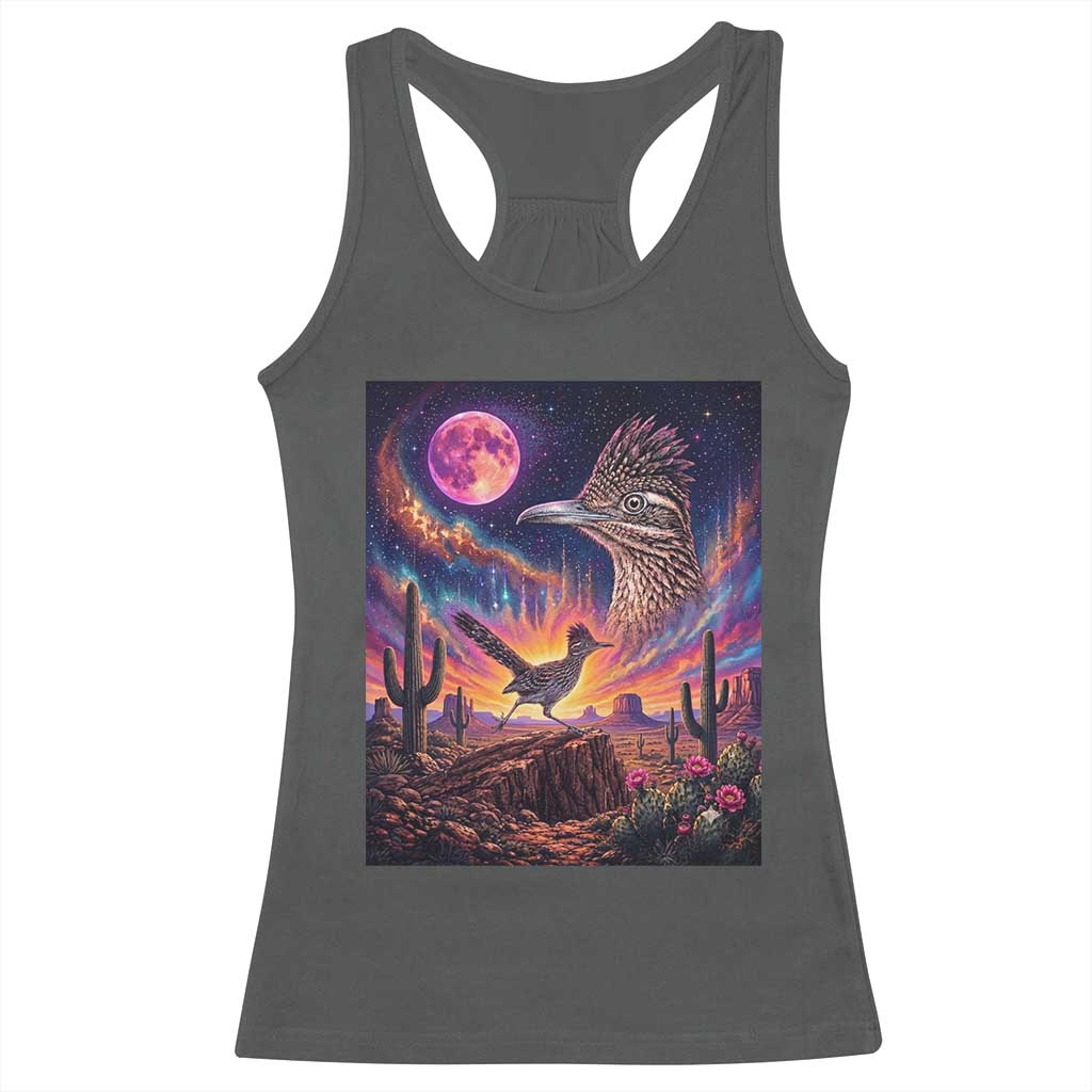 Arizona Roadrunner Vintage Desert Moon Retro Cactus Racerback Tank Top 90s Southwest Wildlife Bird Animal Lover