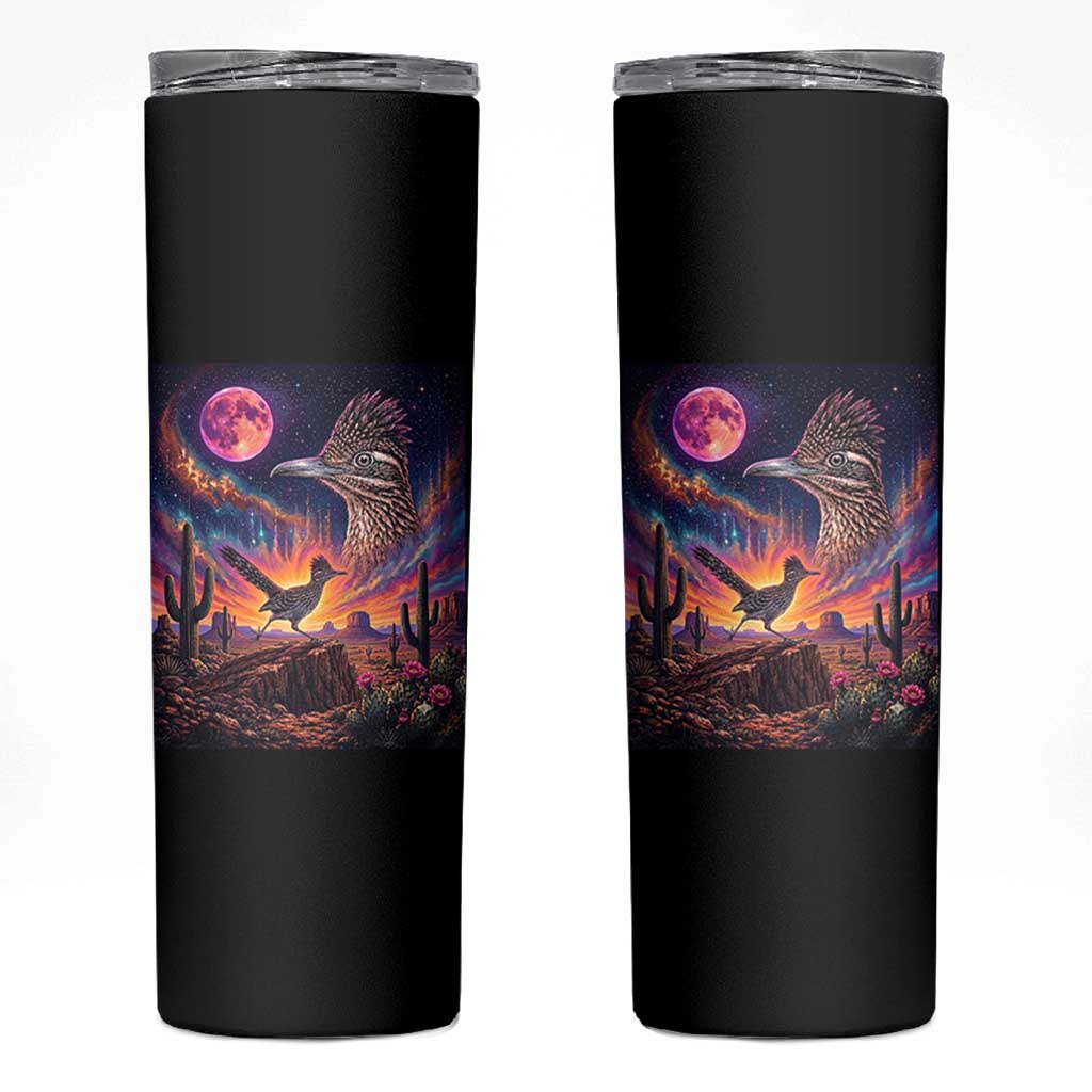 Arizona Roadrunner Vintage Desert Moon Retro Cactus Skinny Tumbler 90s Southwest Wildlife Bird Animal Lover