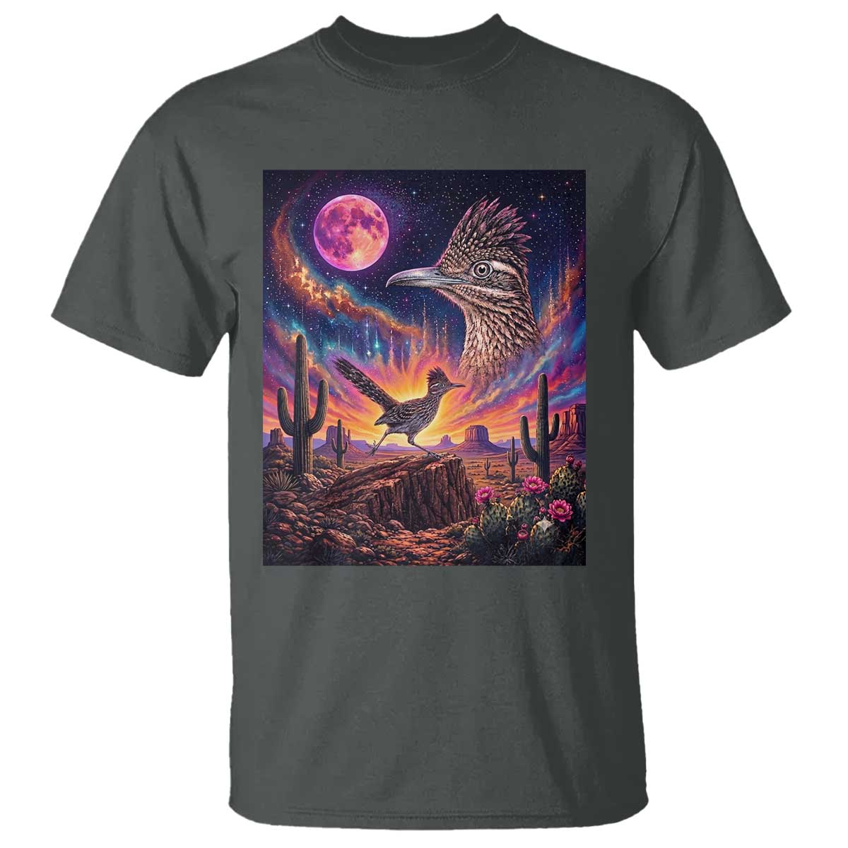 Arizona Roadrunner Vintage Desert Moon Retro Cactus T Shirt 90s Southwest Wildlife Bird Animal Lover