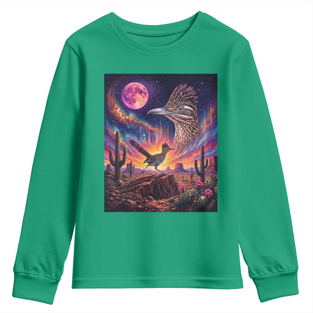 Arizona Roadrunner Vintage Desert Moon Retro Cactus Youth Sweatshirt 90s Southwest Wildlife Bird Animal Lover