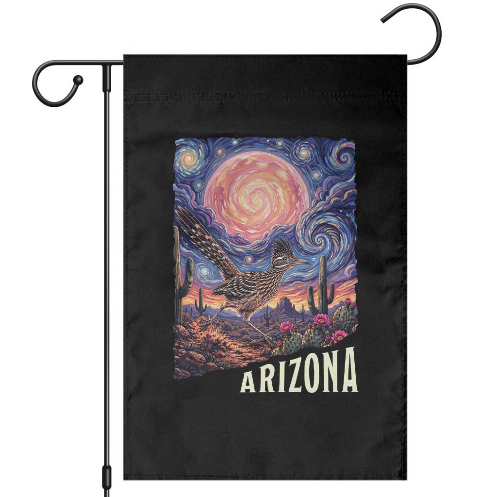 Arizona Roadrunner Vintage Desert Moon Retro Cactus Garden Flag Southwest Wildlife Bird Starry Night Style