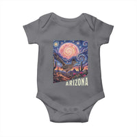 Arizona Roadrunner Vintage Desert Moon Retro Cactus Baby Onesie Southwest Wildlife Bird Starry Night Style