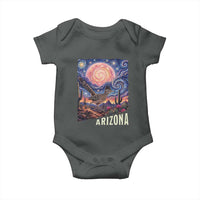 Arizona Roadrunner Vintage Desert Moon Retro Cactus Baby Onesie Southwest Wildlife Bird Starry Night Style
