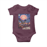 Arizona Roadrunner Vintage Desert Moon Retro Cactus Baby Onesie Southwest Wildlife Bird Starry Night Style