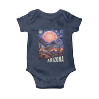 Arizona Roadrunner Vintage Desert Moon Retro Cactus Baby Onesie Southwest Wildlife Bird Starry Night Style