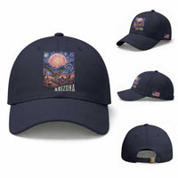 Arizona Roadrunner Vintage Desert Moon Retro Cactus Baseball Cap Southwest Wildlife Bird Starry Night Style