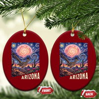 Arizona Roadrunner Vintage Desert Moon Retro Cactus Ceramic Ornament Southwest Wildlife Bird Starry Night Style
